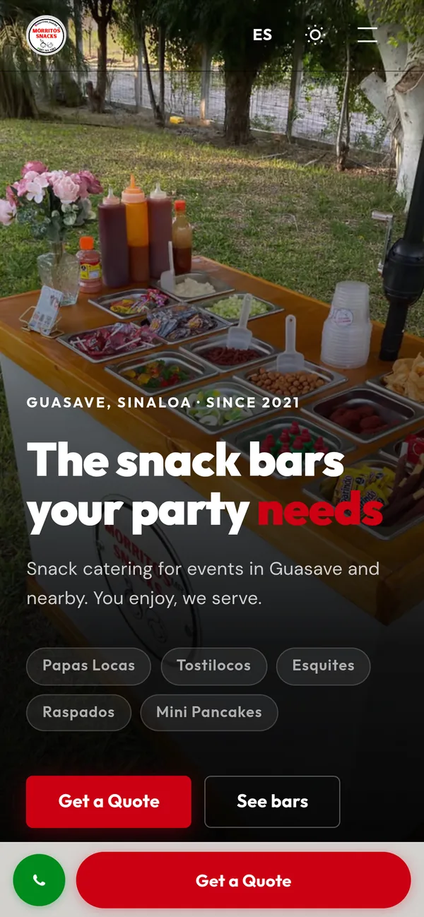 The same page on a phone, with the “Get a Quote” button.